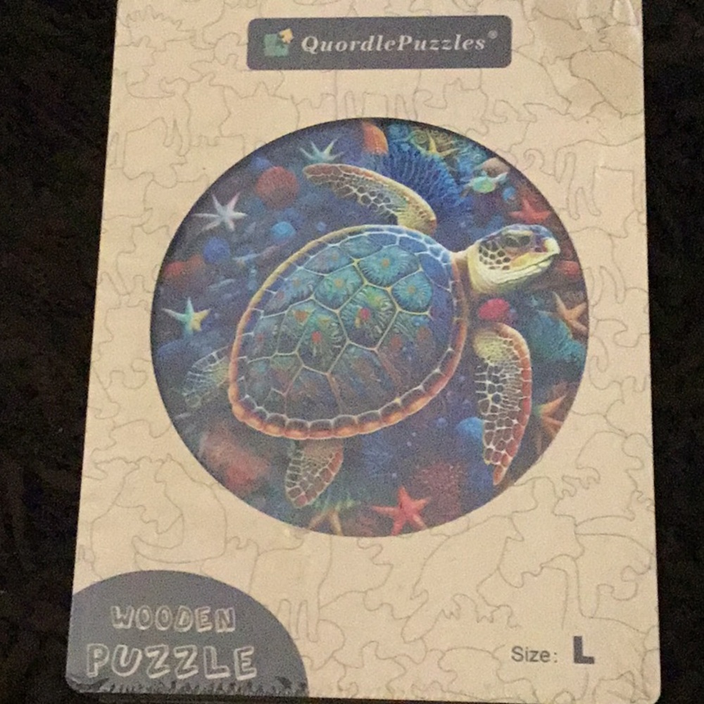 Quordle puzzles ~ under the sea TURTLE ~ vibrant colors, unique shapes within